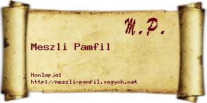 Meszli Pamfil névjegykártya